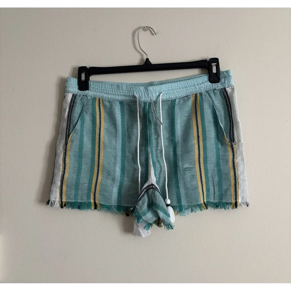 NWT NEW Loft Beach Cotton Shorts‎ Small Elastic Waist Boho Summer Casual Blue